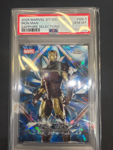 2025 Topps Marvel Chrome Studios Sapphire Iron Man Sapphire Selections PSA 10