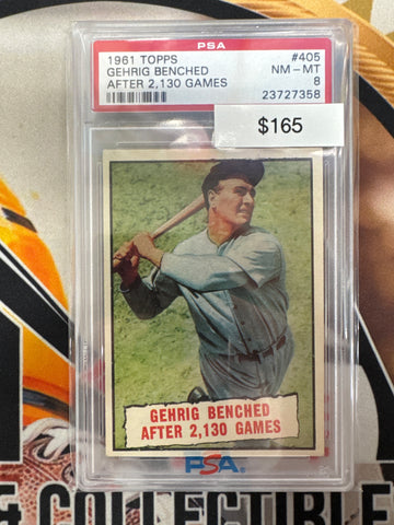 1961 Topps MLB Gehrig Benched After 2,130 Games PSA 8