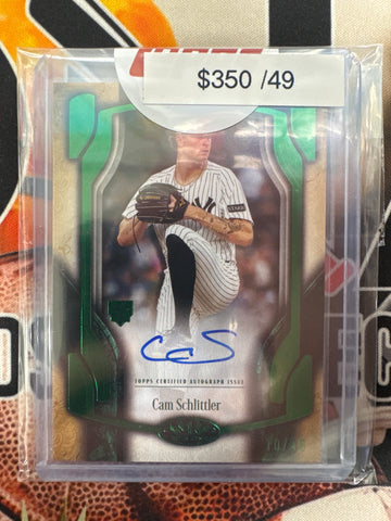 2026 Topps Tier One MLB Cam Schlittler Rookie Break Out Autograph Green Refractor /49
