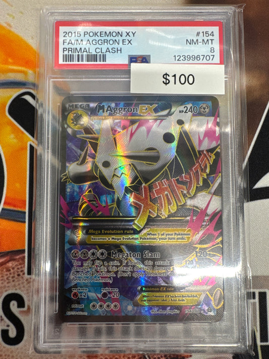 Pokémon M Aggron EX Full Art Primal Clash 154/160 PSA 8