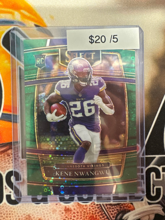 2021 Panini Select NFL Kene Nwangwu Rookie Green Disco Prizm /5