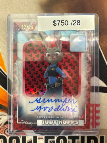 2026 Topps Chrome Disney Ginnifer Goodwin As Judy Hopps Authentic Autograph Mickey Black & Red Refractor /28
