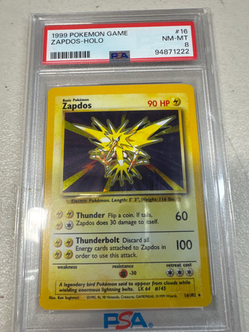 Pokemon Zapdos 16/102 holo PSA 8