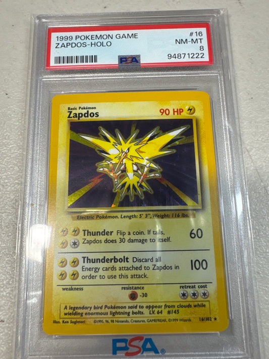 Pokemon Zapdos 16/102 holo PSA 8