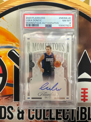 2020 Panini Flawless NBA Luka Doncic Momentous Autographs /25 PSA 8