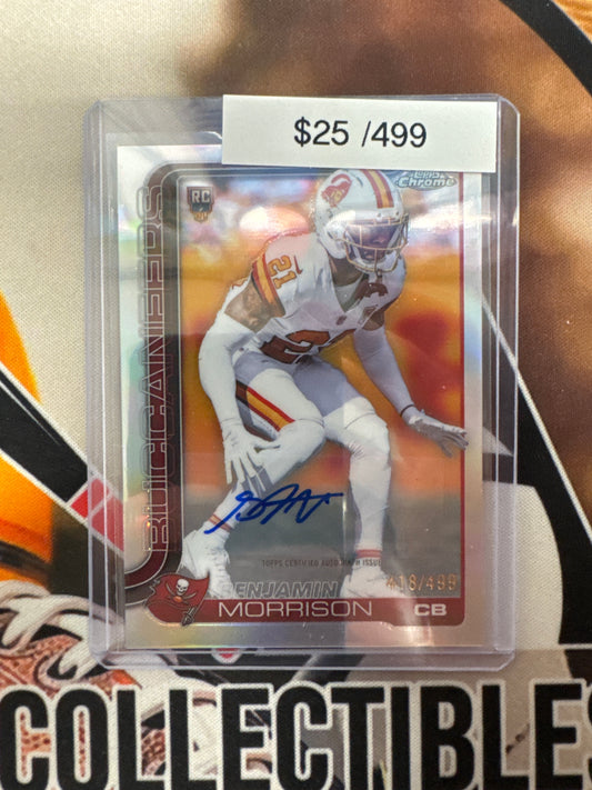 2025 Topps Chrome NFL Benjamin Morrison Rookie Autograph Variation Refractor