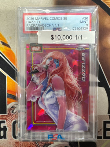2026 Topps Chrome Marvel Sapphire Edition Dazzler Padparadscha 1/1 PSA 9