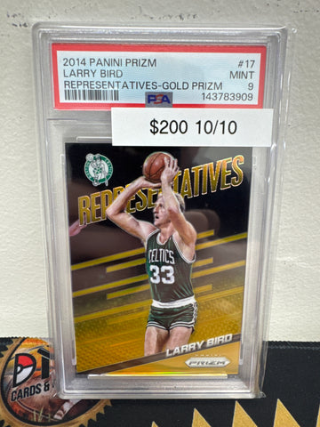 2014 Panini Prizm NBA Larry Bird Representatives Gold Prizm 10/10 PSA 9