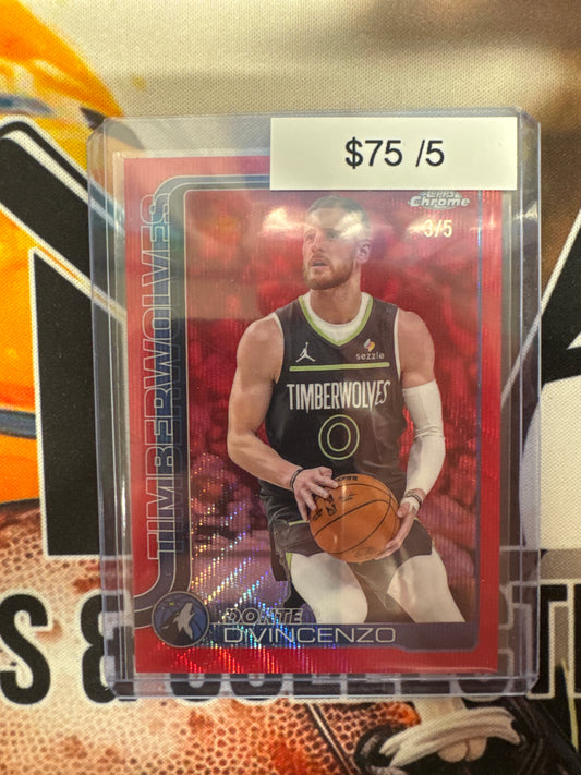 2025-26 Topps Chrome NBA Donte DiVincenzo Red Wave Refractor /5