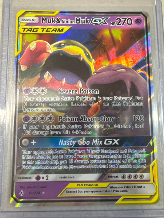 Pokemon Muk & Alolan Muk GX 61/214 Unbroken Bonds