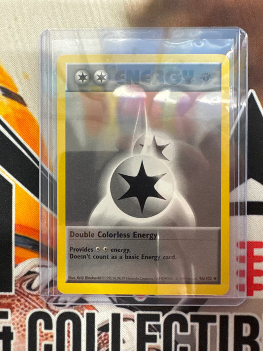 Pokémon Double Colorless Energy 96/102 Base Set Shadowless 1st Edition LP