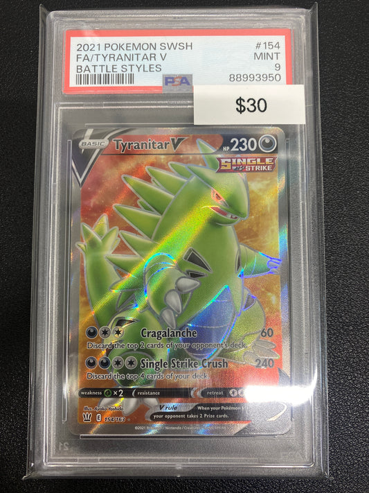 Pokémon Battle Styles Tyranitar V Full Art 154/163 PSA 9