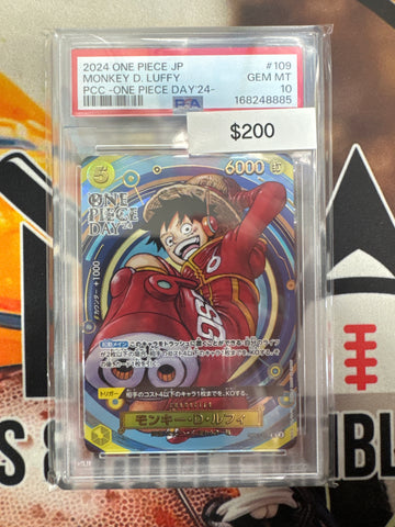 2024 One Piece Japanese Monkey.D.Luffy PCC One Piece Day 2024 OP07-109 PSA 10