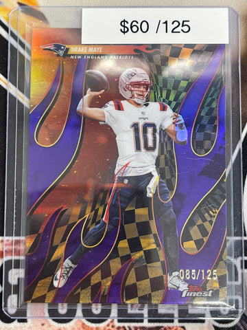 2025 Topps Finest Football Drake Maye Purple Torchers /125