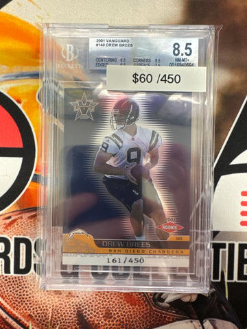 2001 Vanguard NFL Drew Brees Rookie /450 BGS 8.5