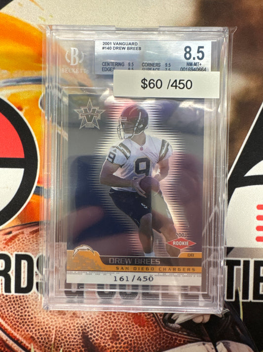 2001 Vanguard NFL Drew Brees Rookie /450 BGS 8.5