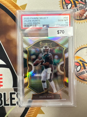 2020 Panini Select NFL Jalen Hurts Rookie Concourse Silver Prizm PSA 10