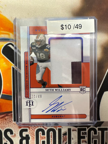2021 Panini National Treasures Collegiate Seth Williams Rookie Patch Autograph Purple /49