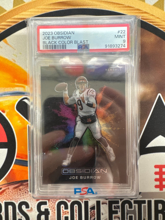 2023 Panini Obsidian NFL Joe Burrow Black Color Blast PSA 9