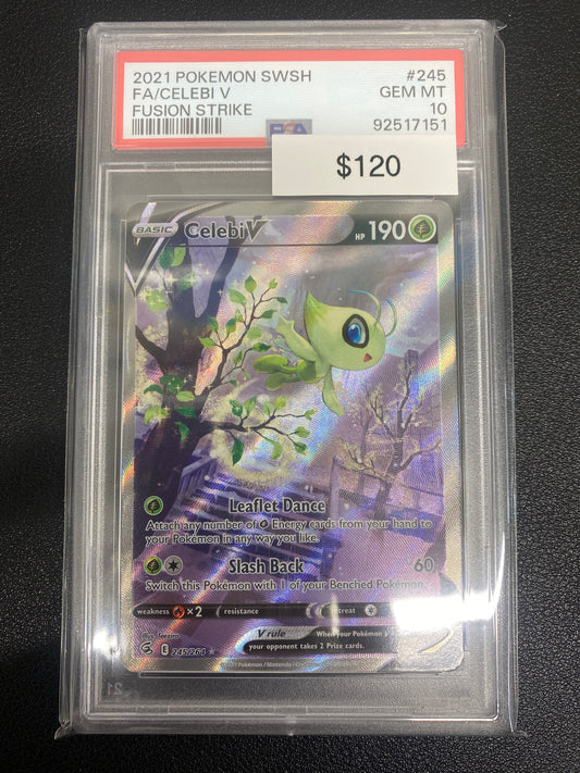 Pokémon Celebi V Alternate Full Art Fusiom Strike 245/264 PSA 10