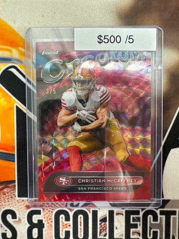 2025 Topps Finest NFL Christian McCaffrey Creators Red Geometric Refractor /5