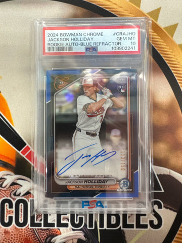 2024 Bowman Chrome Jackson Holliday Rookie Auto Blue Refractor /150 PSA 10