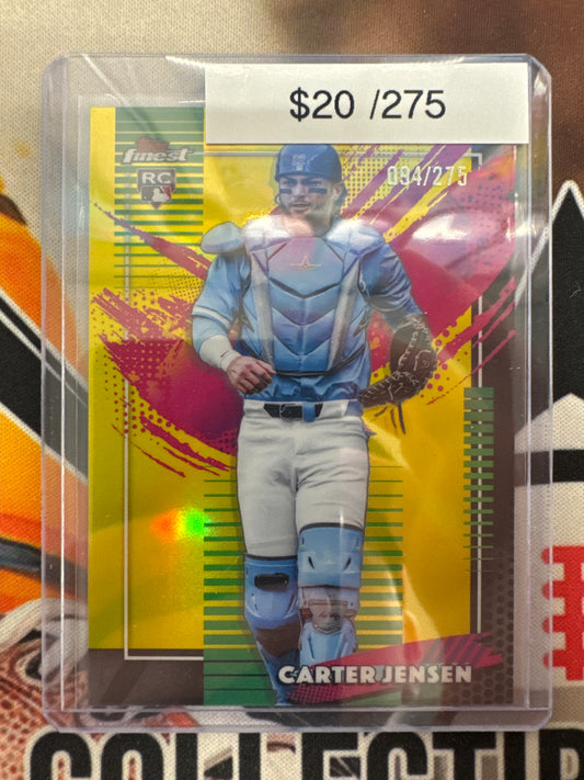 2026 Topps Finest MLB Carter Jensen Rookie Rare Yellow Refractor /275