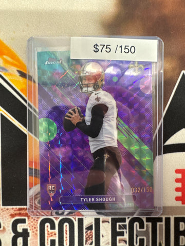 2025 Topps Finest NFL Tyler Shough Rookie Common Purple Geometric Refractor /150