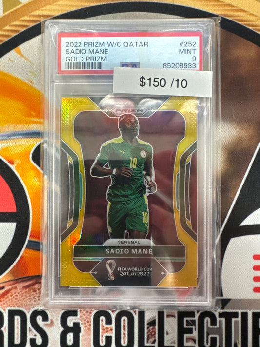 2022 Panini Prizm World Cup Sadio Mane Gold Prizm /10 PSA 9