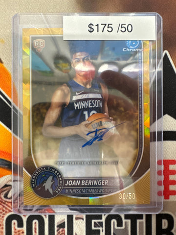 2025-26 Topps Bowman Chrome Sapphire Basketball Joan Beringer Rookie Autograph Gold Refractor /50