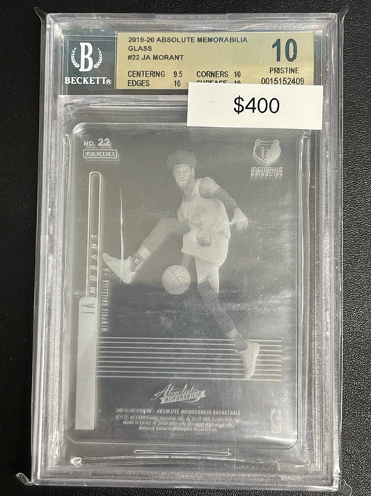 2019-20 Panini Absolute NBA Ja Morant Rookie Glass BGS 10
