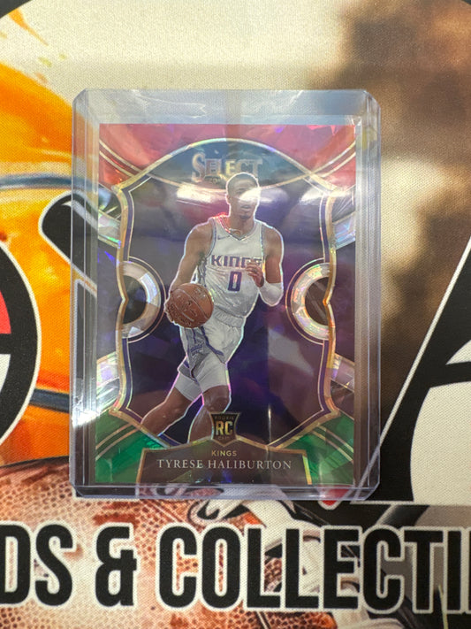 2020-21 Panini Select NBA Tyrese Haliburton Rookie Red/White/Green Cracked Ice