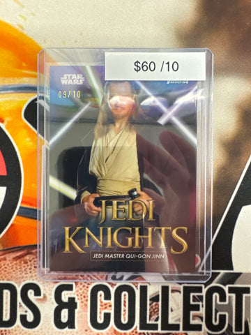 Topps Finest Star Wars Jedi Master Qui-Gon Jinn Jedi Knights Black Refractor /10