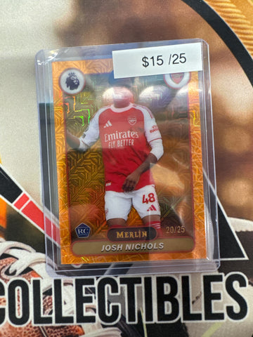 2026 Topps Merlin English Premier League Josh Nichols Rookie Orange Refractor /25