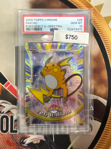 2000 Topps Chrome Pokemon Raichu Pokemon TV Spectra PSA 10