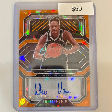 2020/21 Prizm Devin Vassell auot orange cracked ice