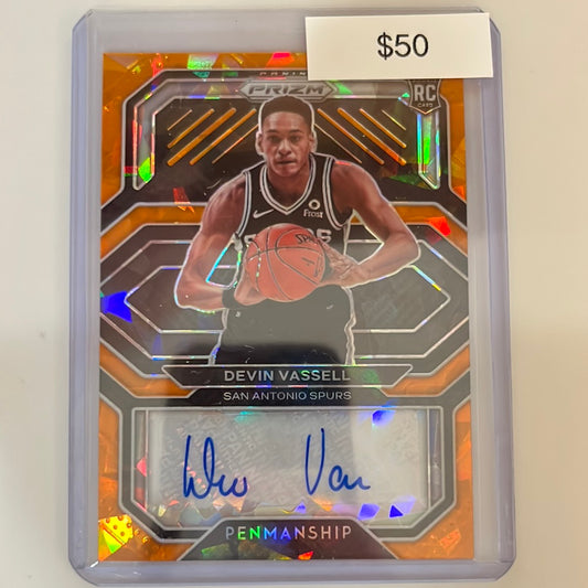 2020/21 Prizm Devin Vassell auot orange cracked ice