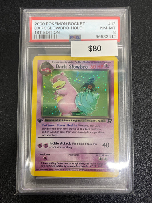 Pokémon 1st Edition Team Rocket Dark Slowbro Holo PSA 8