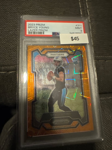 2023 Prizm Bryce Young orange lazer Prizm PSA 9