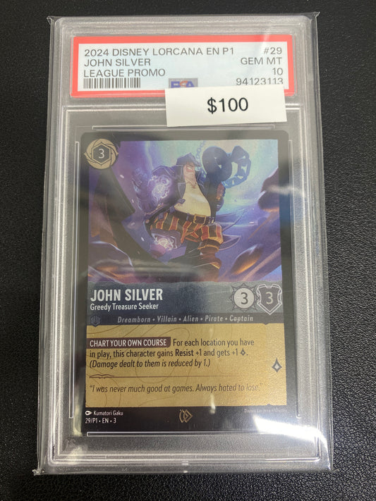 Disney Lorcana P1 League Promo John Silver PSA 10