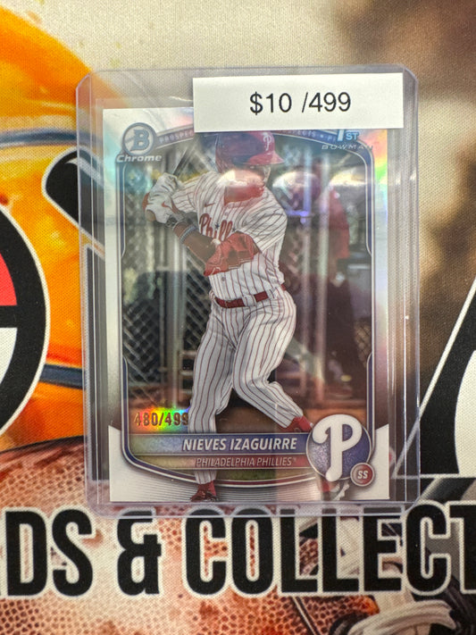 2025 Topps Bowman Chrome Nieves Izaguirre 1st Bowman Refractor /499