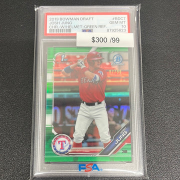 2019 MLB Bowman Draft Josh Jung 1st Bowman Chrome Green Refractor /99 PSA 10