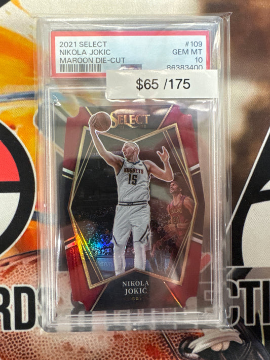 2021 Panini Select NFL Nikola Jokic Maroon Die-Cut /175 PSA 10
