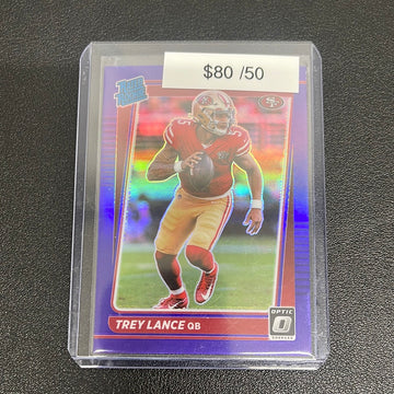 2021 NFL Donruss Optic Trey Lance Purple Rated Rookie /50