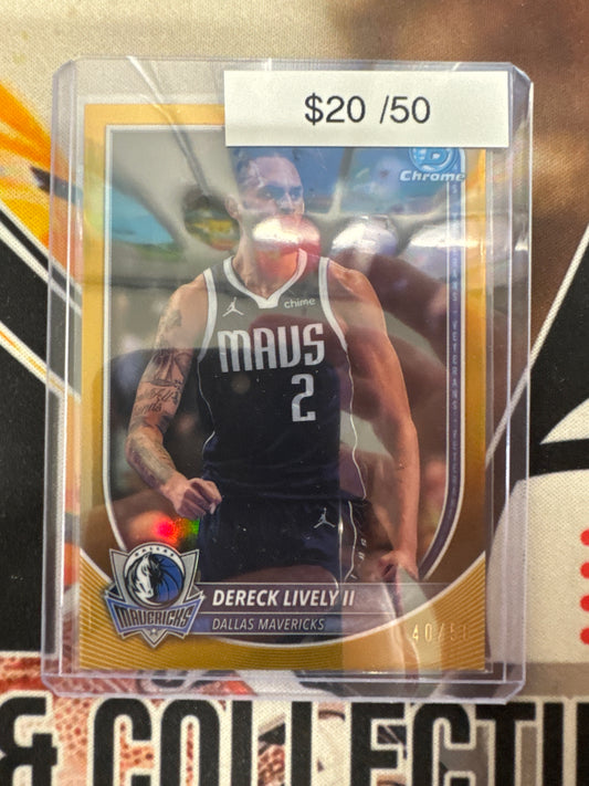 2025-26 Topps Bowman Basketball Dereck Lively II Gold Refractor /50