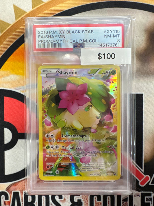 2016 Pokemon Black Star Shaymin Full Art XY115 Promo Mythical Pokemon Collection PSA 8
