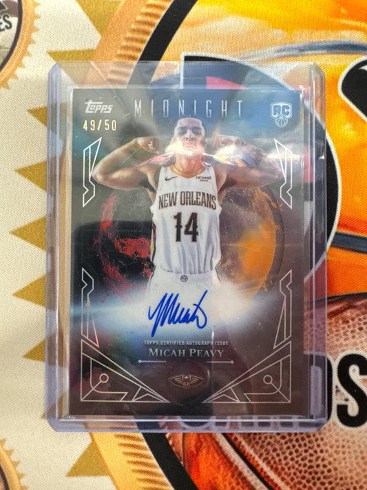2025-26 Topps Midnight NBA Micah Peavy Rookie Autograph Midnight Sun Gold Refractor /50