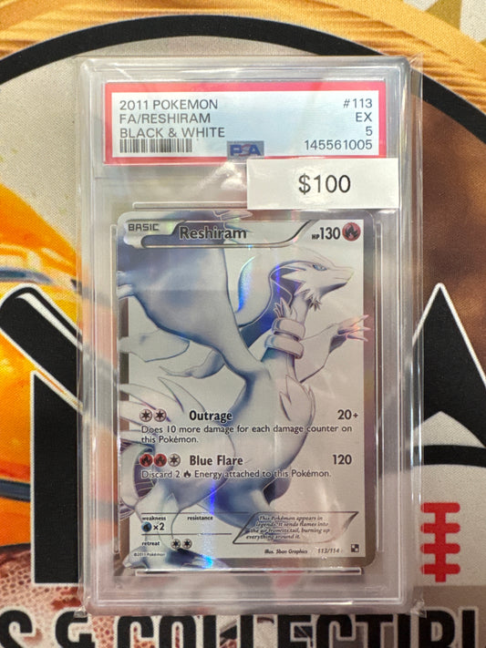 Pokémon FA Reshiram Black & White 113/114 PSA 5