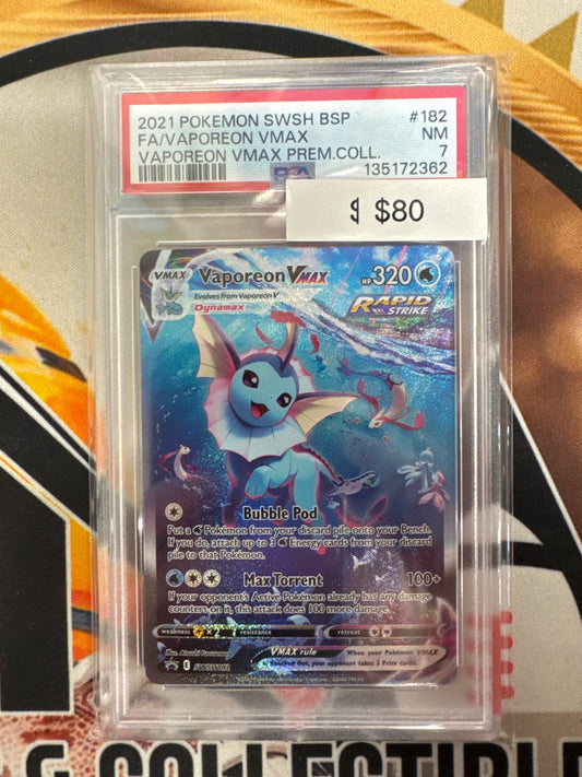 2021 Pokémon Vaporeon VMAX BSP SWSH182 PSA 7