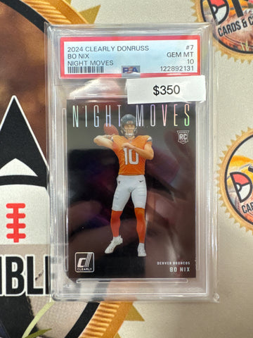 2024 Panini Clearly Donruss NFL Bo Nix Rookie Night Moves SSP PSA 10